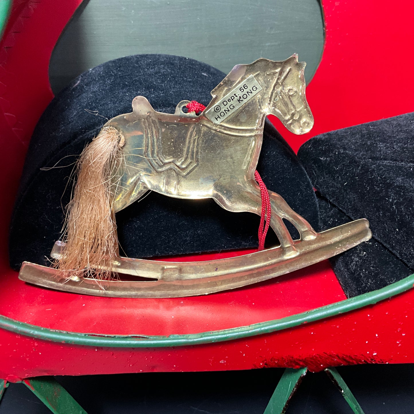 Department 56 Rocking Horse in gold-tone metal tin ornament