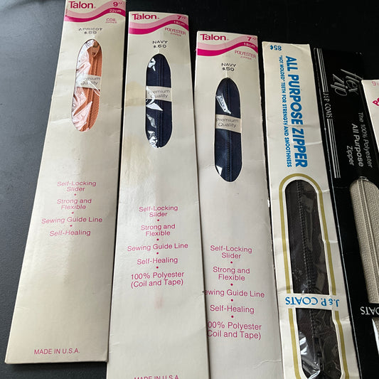 Zipper set of 6 vintage sewing notions see description for details*