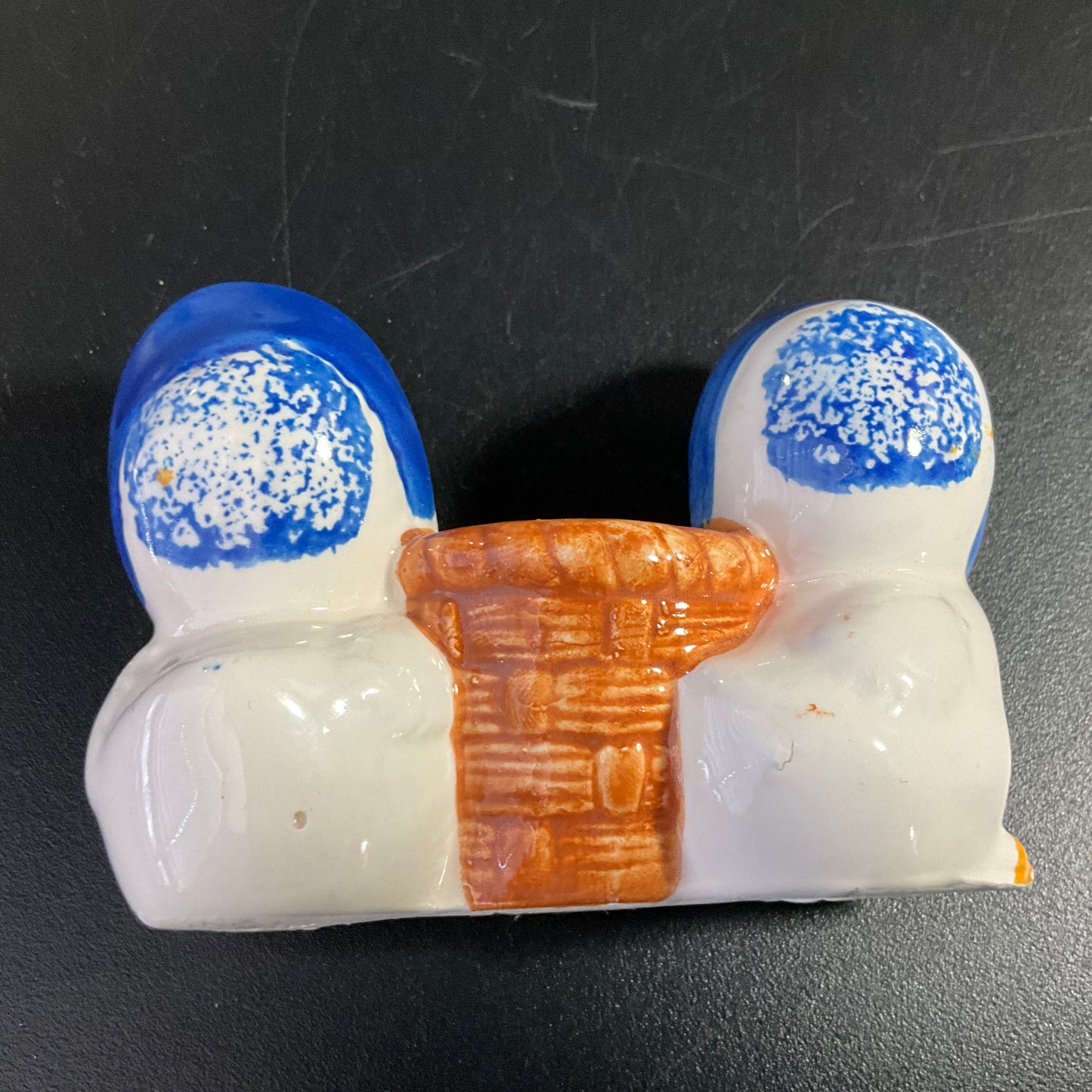 Charming chicks in blue bonnets toothpick holder vintage kitchen collectible