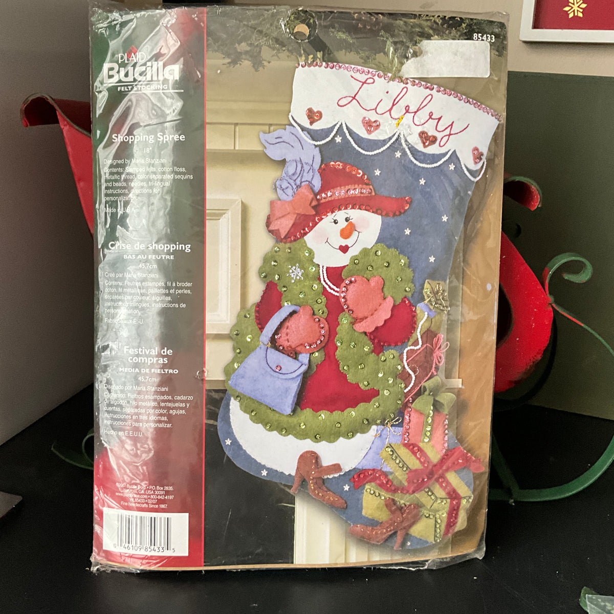 Bucilla Felt Applique Christmas Stocking Kit SANTA AND FRIENDS 18 inch