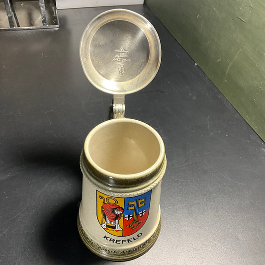 Gerz KREFELD metal lidded beer stein West Germany vintage barware collectible