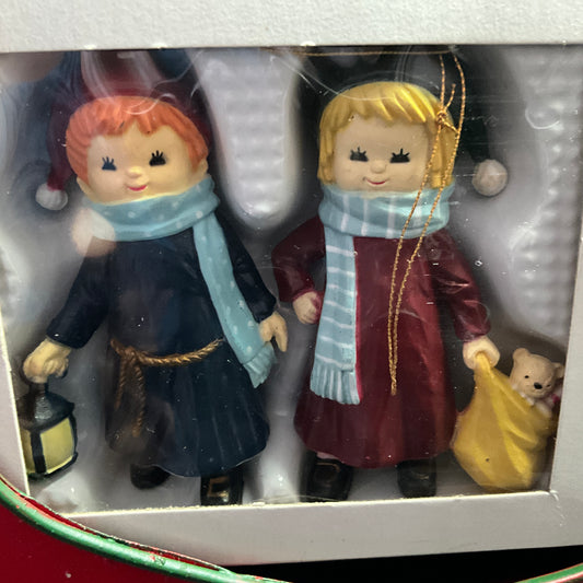Wang's Boy & Girl set of 2 vintage ornaments