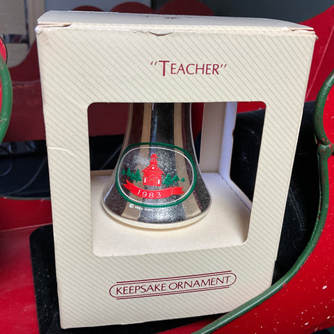 Hallmark For A Special Teacher At Christmas silver glass bell Dated 1983 Keepsake Ornament QX2249