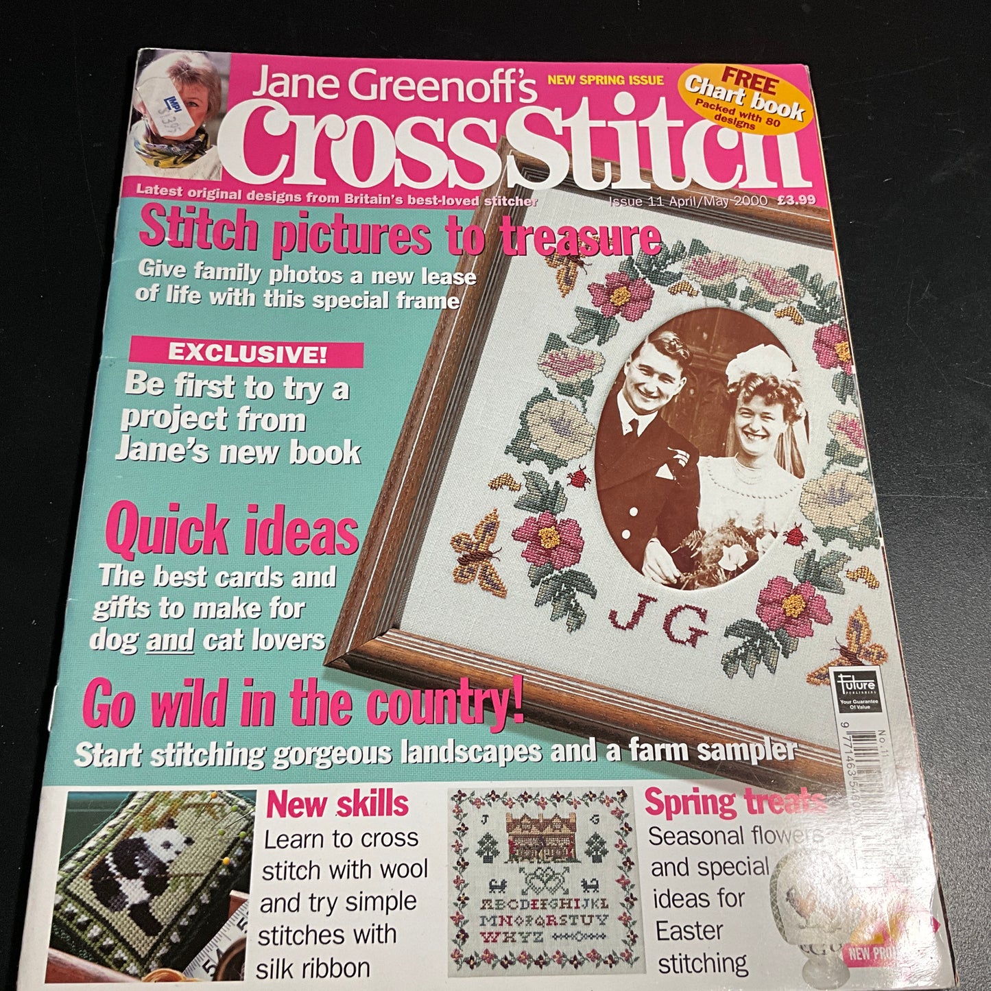 Jane Greenoff's Cross Stitch Apl/May 2000 spring issue magazine Stitch pictures to treasure