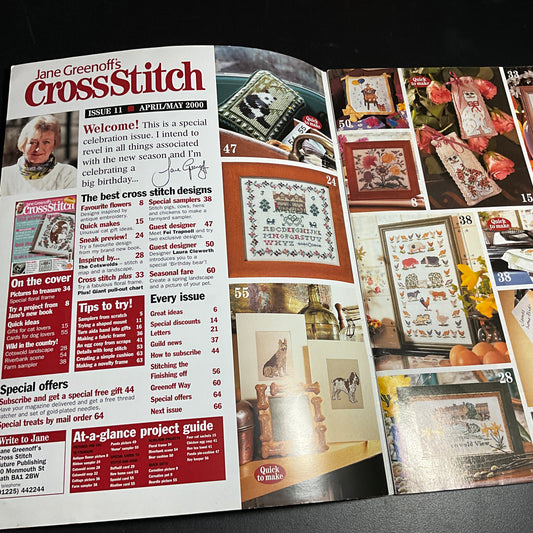 Jane Greenoff's Cross Stitch Apl/May 2000 spring issue magazine Stitch pictures to treasure