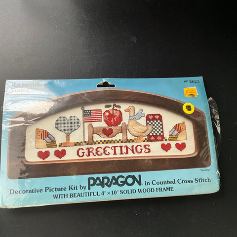Paragon Greetings Jeremiah Junction 2623 vintage Counted Cross Stitch Kit with Solid Wood&nbsp; Frame Included
