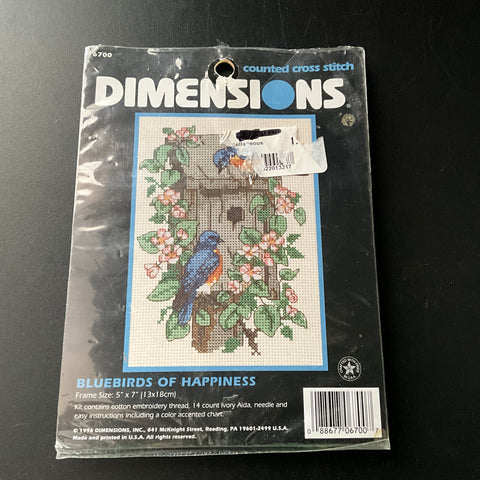Dimensions Bluebirds Of Happiness vintage counted cross stitch kit 5 by 7 inches*