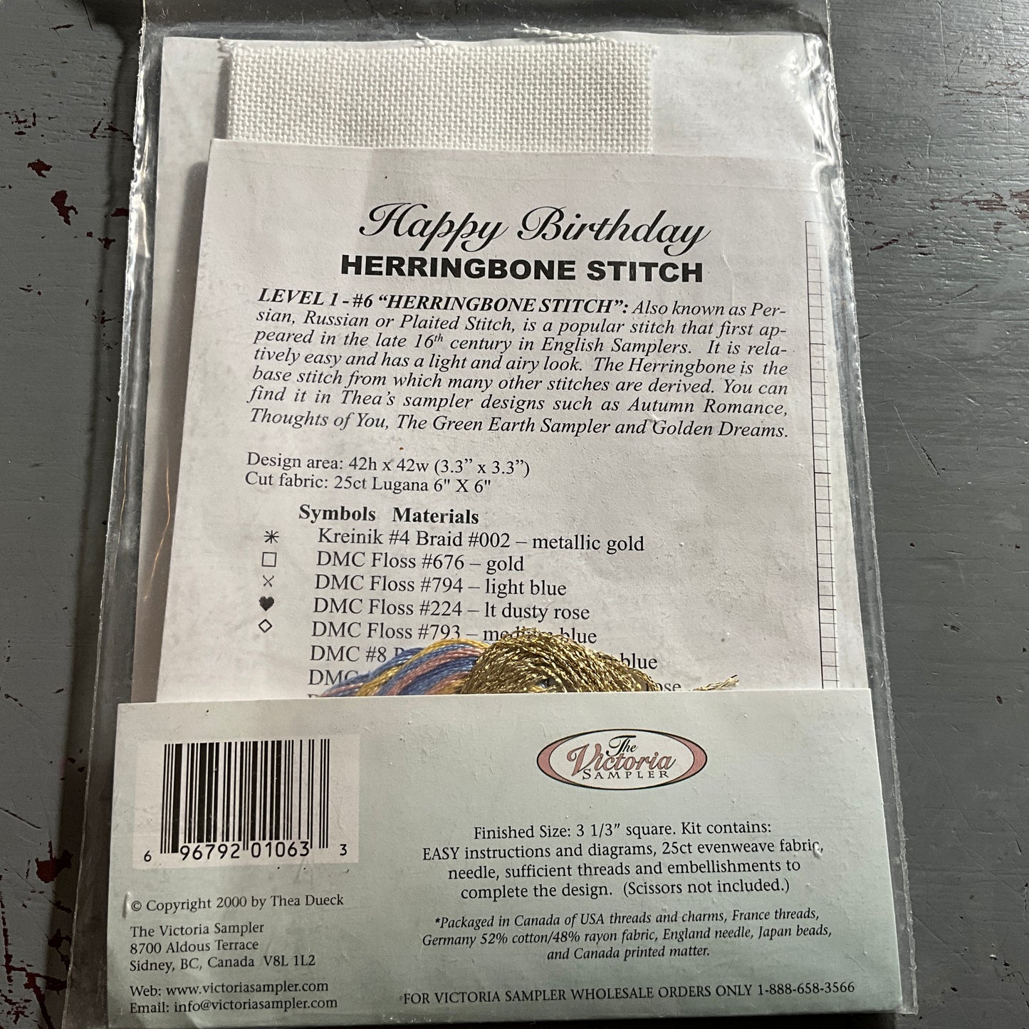 The Victorian Sampler Beyond Cross Stitch BCS #I-6 Learning Level One Herringbone Stitch 