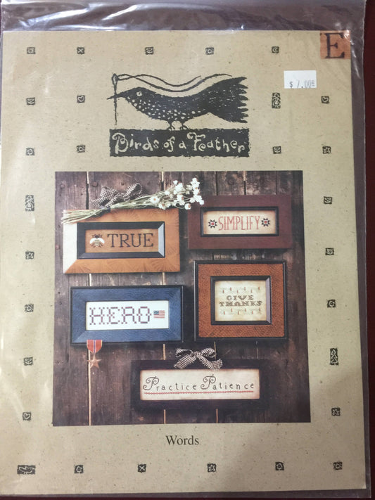 Birds of a Feather "Words" cross stitch pattern OOP