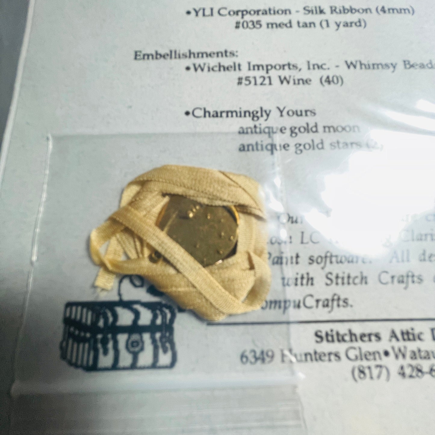 Stitcher's Attic Designs, Oh Gentle Moon, with Charm, Vintage 1995, Counted Cross Stitch Chart