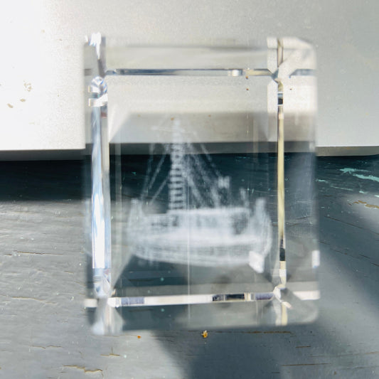 Thor Heyerdahl's Boat, Tigris, In Laser Etched Glass, Vintage Collectible, See Details*