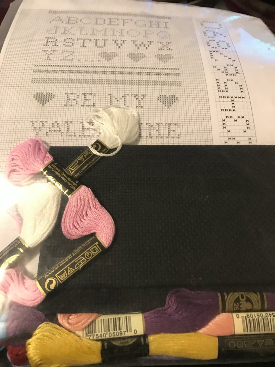 Valentines Day Marilynn and Jackie's Collectibles Funky Heart for black and white Vintage counted cross stitch kit