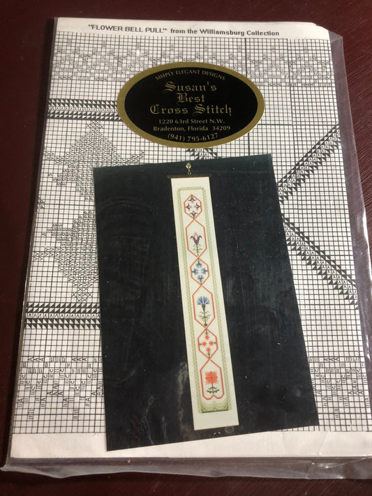 Susan's Best Cross Stitch, Flower Bell Pull, from the, Williamsburg Collection, Counted Cross, Stitch Pattern