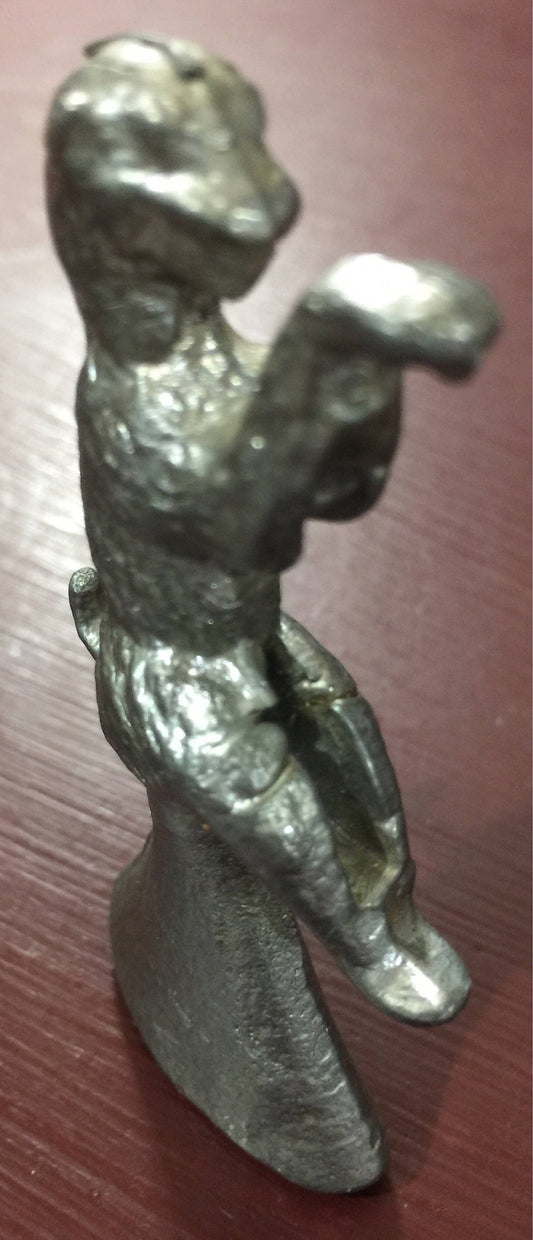 Lead Animal Figure on a pedestal, Vintage Collectible, really nice, 3" tall looks like a dog sitting and begging