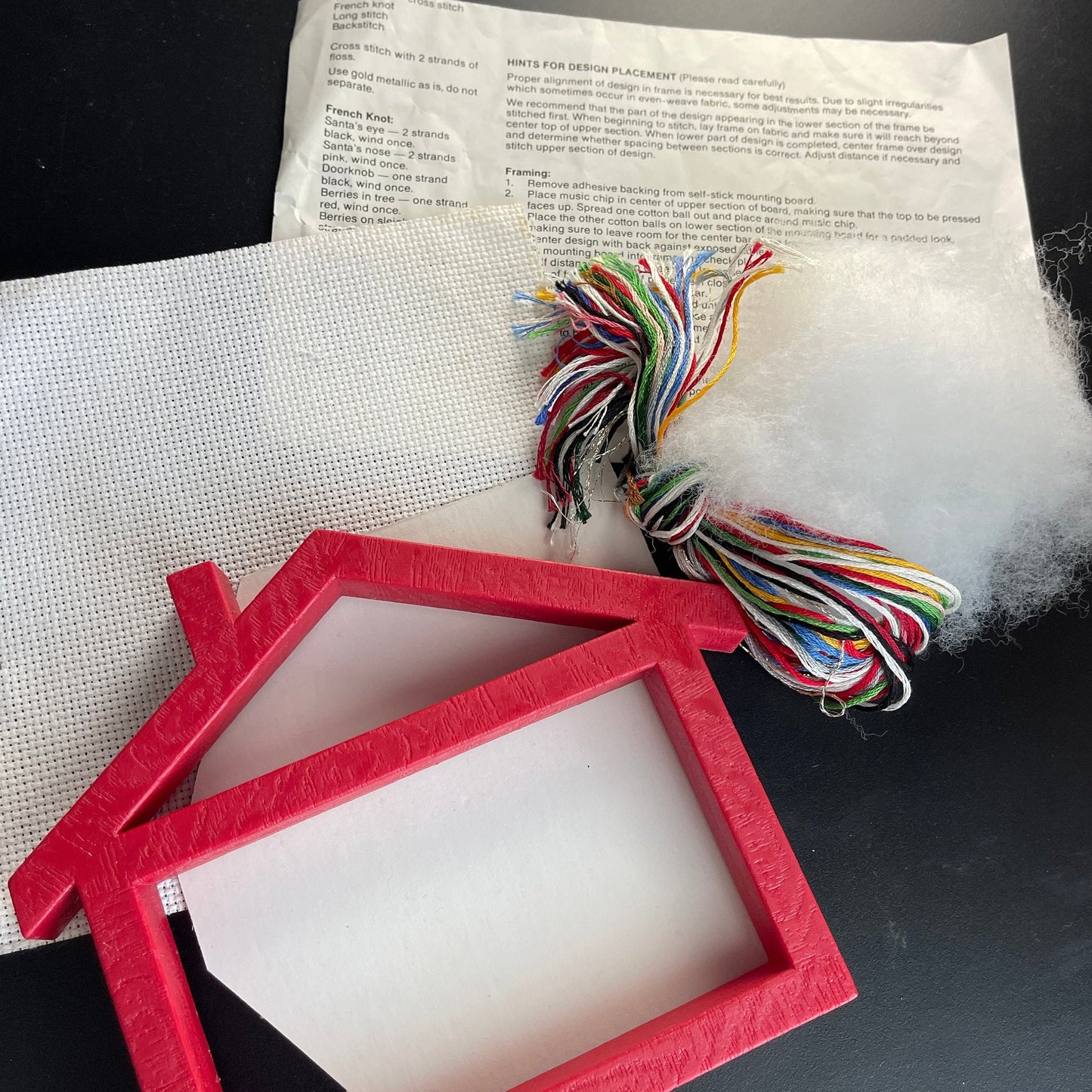 The New Berlin Company Santa's Sleigh cross stitch kit with red house shaped frame*