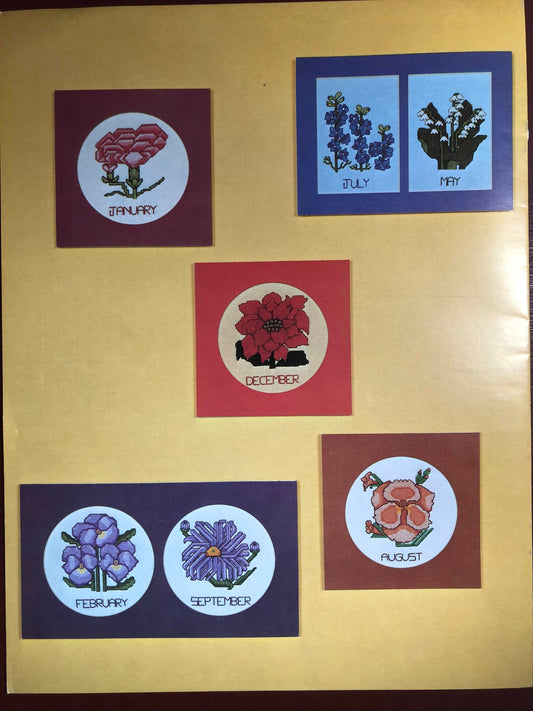 The Graph Menagerie Flowers by the Month Book 1 Vintage, 1977 Cross Stitch Patterns
