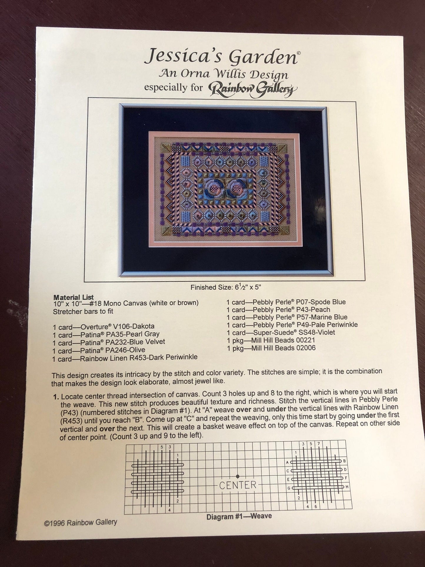 Rainbow Gallery, Jessica's Garden, Vintage 1996, Counted Cross Stitch Pattern