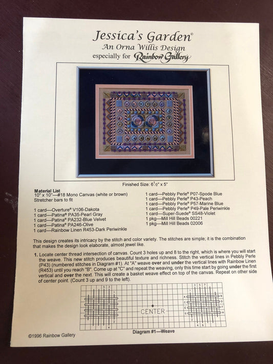 Rainbow Gallery, Jessica's Garden, Vintage 1996, Counted Cross Stitch Pattern