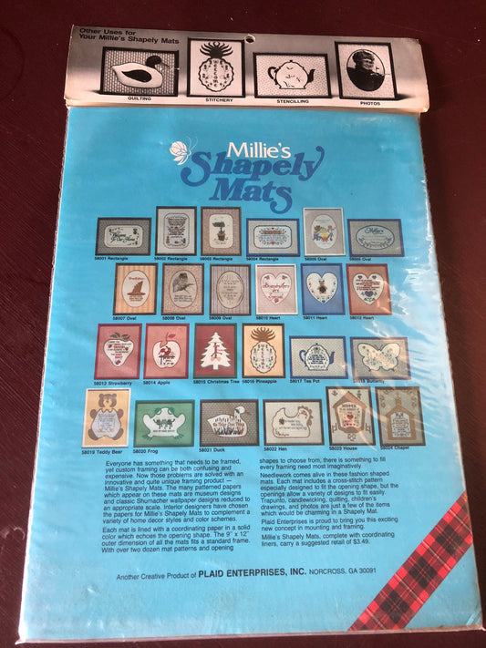 Choice of Heart, House, or Hen, Vintage 1983, Millie's Shapley Mats, For Cross Stitch, Free Pattern Included
