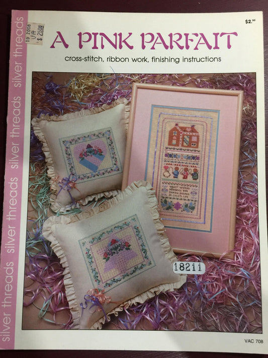 The Vanessa-Ann Collection, Silver threads "Pink Parfait" VAC 708 Vintage 1984, counted cross stitch pattern