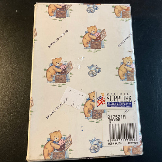 Royal Selangor pewter teddy bears children's fork & spoon set