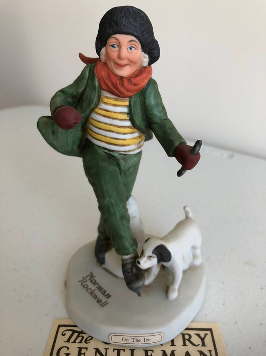 Norman Rockwell, "On The Ice". Limited Edition of 7500, Vintage 1982, Figurine