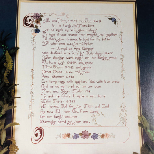 Mother & Daughter, Lifelines I, A Family History, Vintage 1984, Counted Cross Stitch Chart