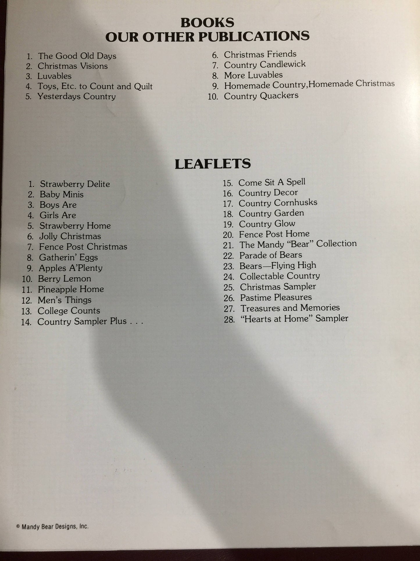 Mandy Bear Designs "Hearts at Home" sampler Leaflet 28 Counted cross stitch pattern