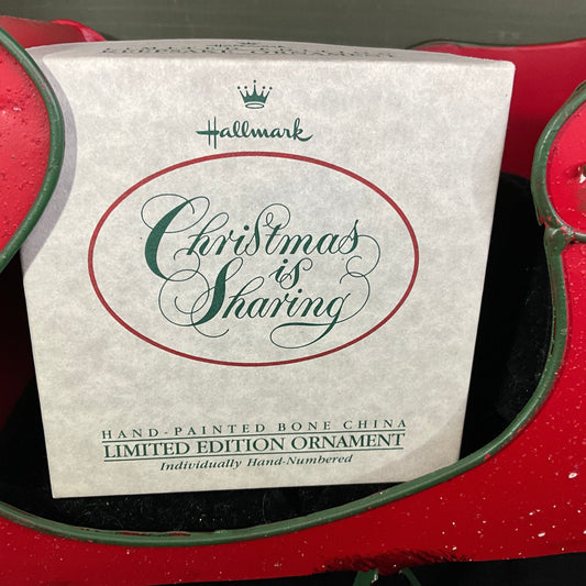 Hallmark Christmas is Sharing choice Hand Painted Bone China Limited Edition Ornaments see pictures and variations*