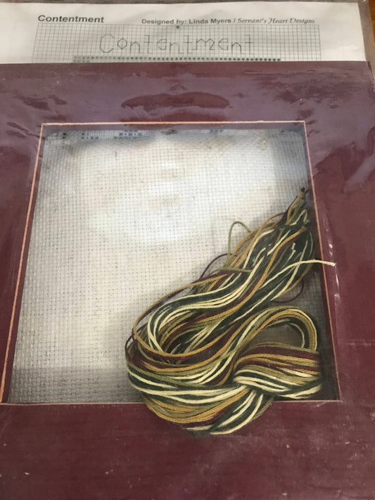 Servan's Heart Designs "Contentment" counted cross stitch kit, frame included