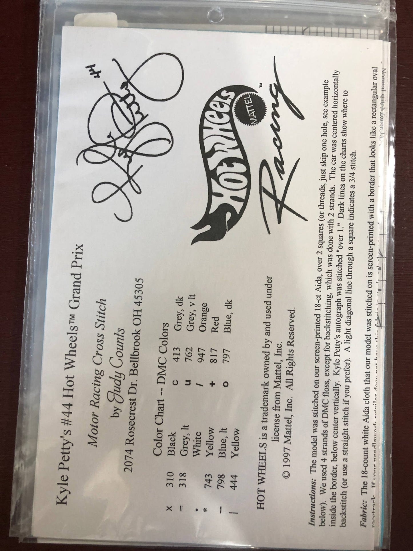 Number 44, Kyle Petty's, Grand Prix, Vintage Motor Racing Cross Stitch Chart