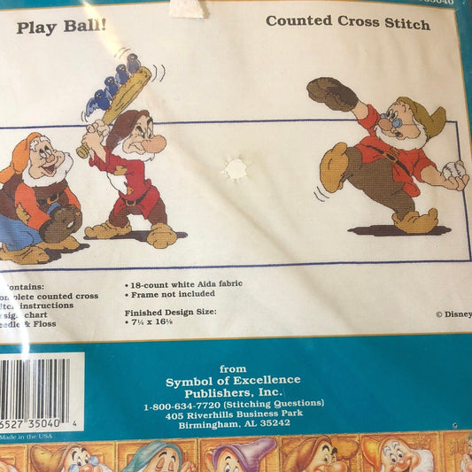 Disney's, Snow White and the Seven Dwarfs, Play Ball, Counted Cross Stitch Kit Complete with 18 count White Aida, Floss*