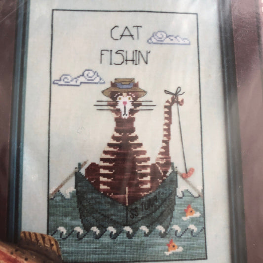 M Designs, Cat Fishin', Counted Cross Stitch Patterns