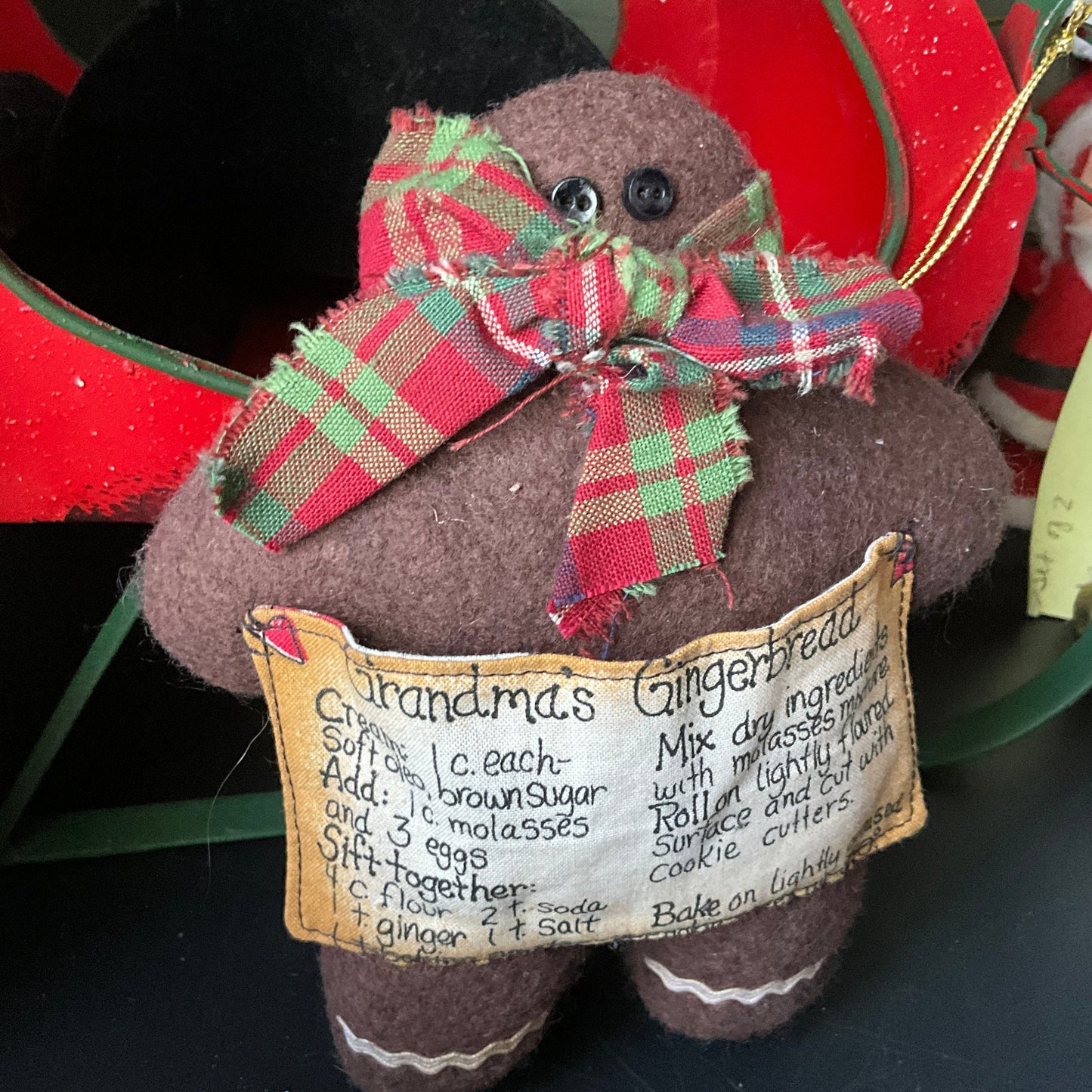 Grandma's Gingerbread handmade felt Christmas ornament