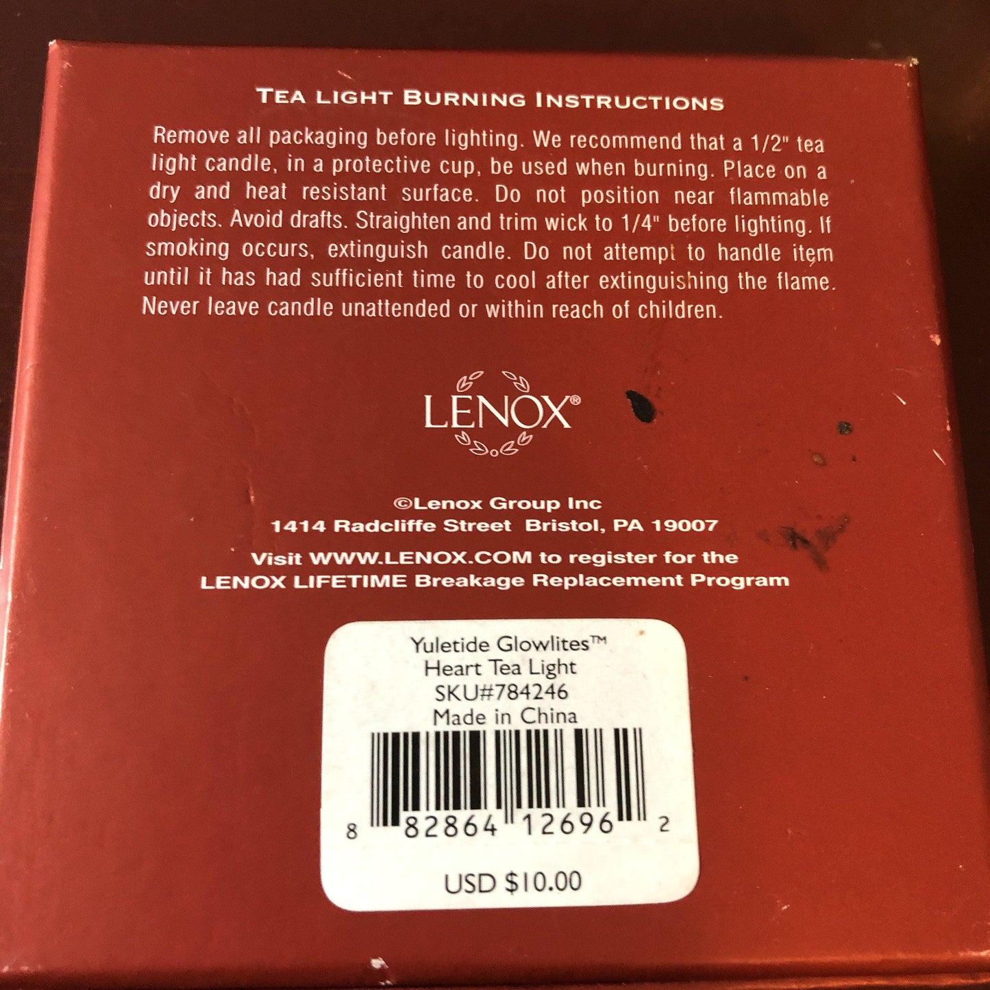 Heart and Star , Tea Lights, Lenox, Yuletide, Glowlites, 1/2 Inch Tea Light Candles Included