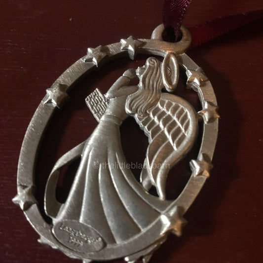 Longenberger, Faith, Angel Holding A Basket, Pewter Ornament