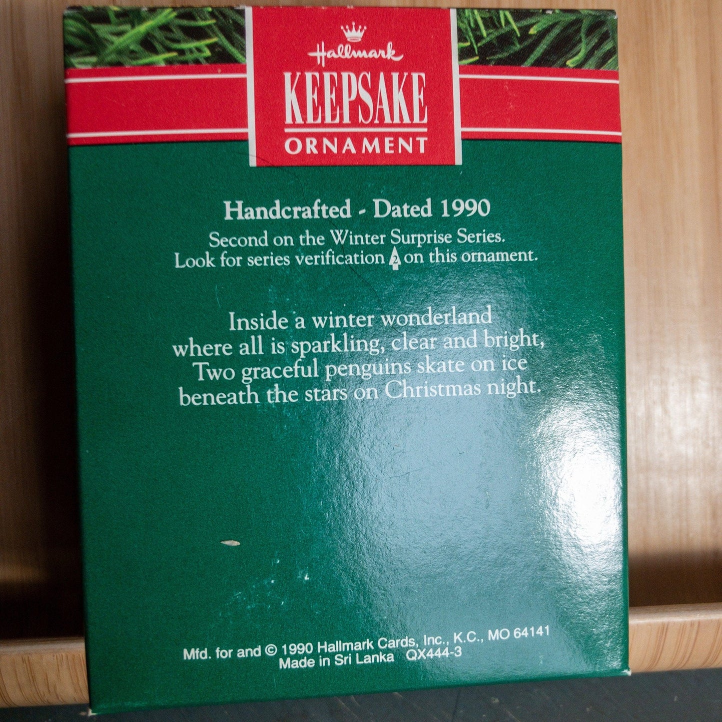 Hallmark, Winter Surprise #2 - Penguins Ice Skating, Dated 1990, Keepsake Ornament, QX4443