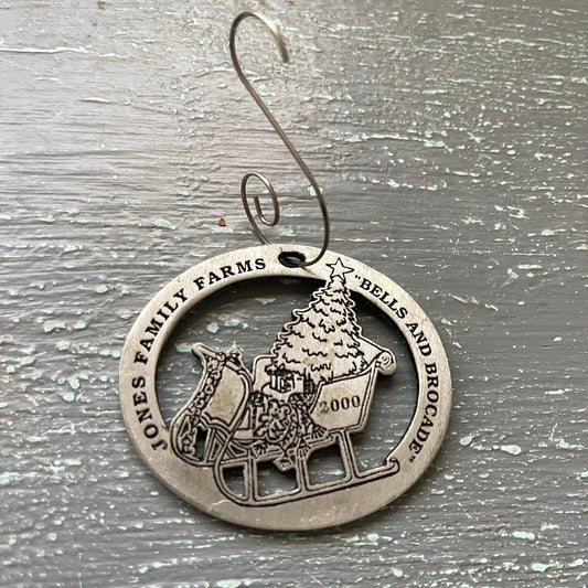 Pewter, Jones Family Farms, "Bells and Brocade", Dated 2000, Christmas Tree Ornament