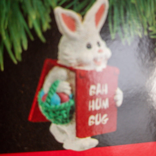 Hallmark, Billboard Bunny - Bah Hum Bug & Ban Fruitcake !, Vintage 1990, Keepsake Ornament, QX5196