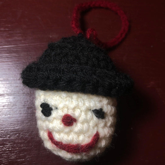 Hand Knitted Snowman Head Ball Ornament