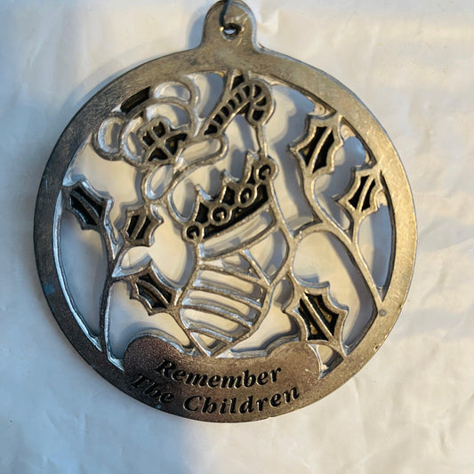Pewter, Remember the Children, Merry Christmas, Dated 1983, Ornament