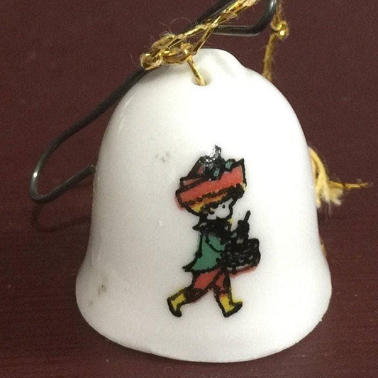 Wolfpit Enterprises, set of eight (8), Little Drummer Boy, Vintage 1968 and Caroling girl Vintage 1973, Bell Ornaments*