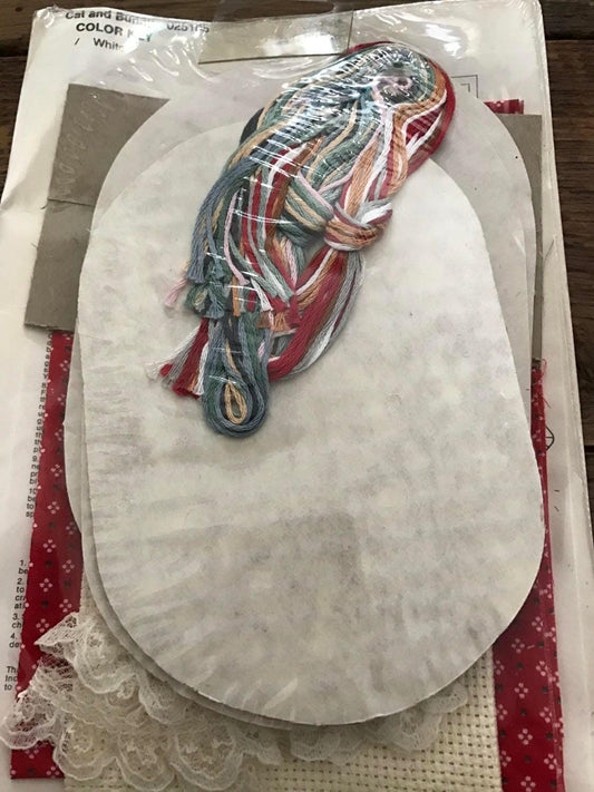 What's New Christmas in the Country Vintage counted cross stitch kit cat and bunny