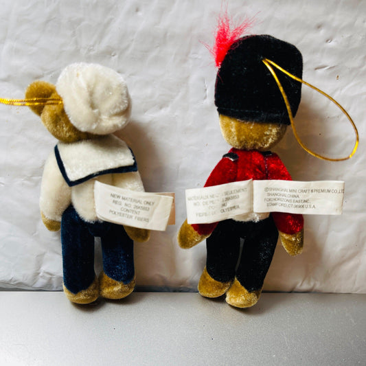 Nutcracker Soldier, and Sailor, Set Of 2, Teddy Bears, Stuffed Ornaments