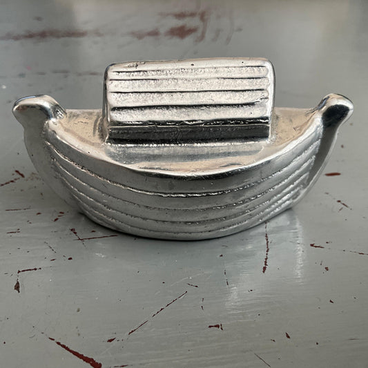 Noah's Ark Bible story miniature figurine cast in bright aluminum collectible keepsakes