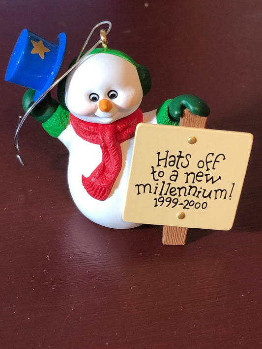 Hallmark, Millennium Snowman, Dated 1999, Keepsake Ornament, QX8059