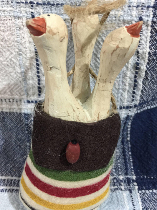 Three Geese in a Bag Vintage Ornament