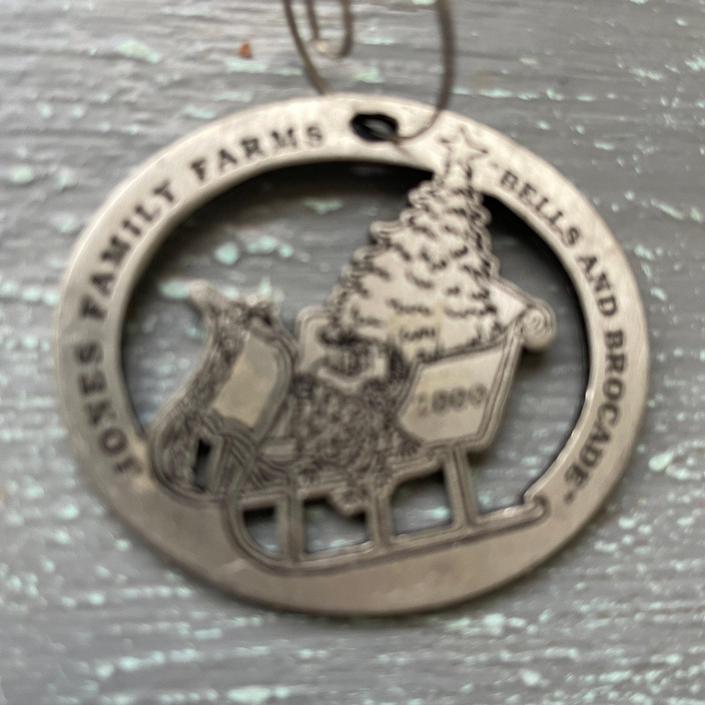 Pewter, Jones Family Farms, "Bells and Brocade", Dated 2000, Christmas Tree Ornament