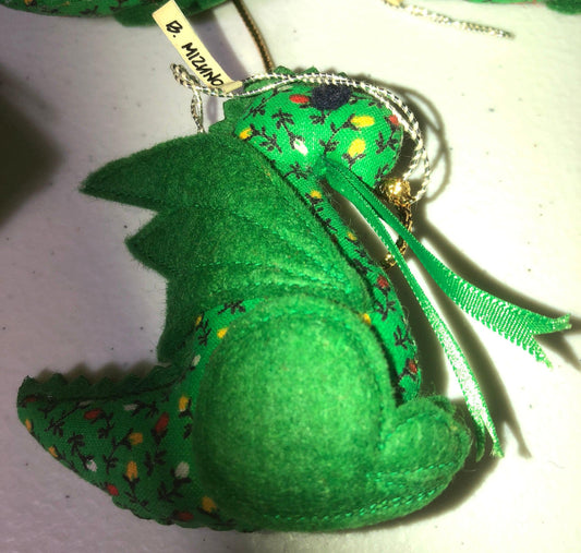 Set of 6, B Mizuno, Green Dragon, Vintage 1983, Christmas Ornaments