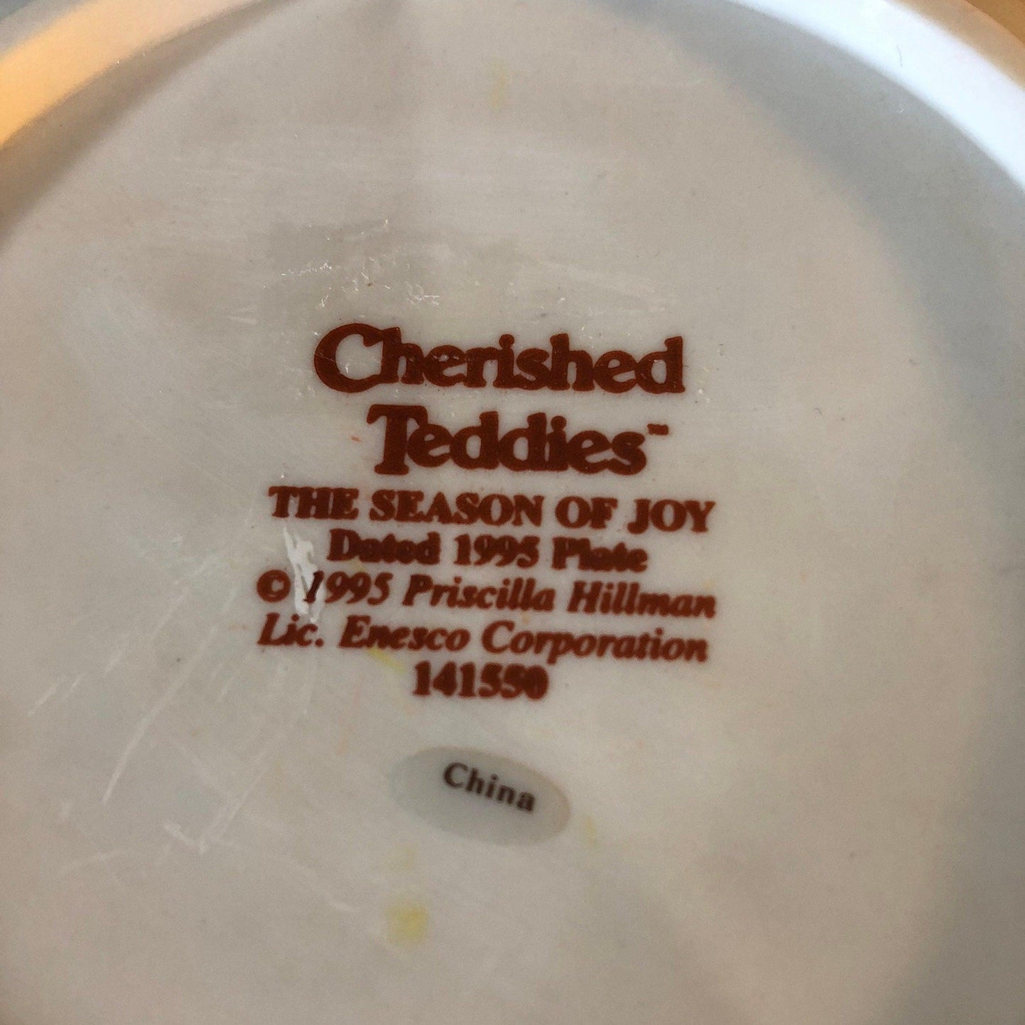 Cherished Teddies, The Season of Peace, Vintage 1995 Collector Plate